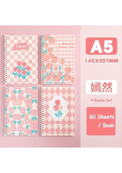 Güzel 1 Adet A5 Kawaii Dizüstü Dergisi Kpop A5 Sevimli Astarlı Not Defteri Çift Bobin Taşınabilir Defterler Yazma Okul Ofis Malzemeleri Kırtasiye (Yurt Dışından)