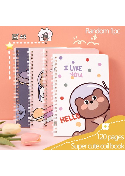 Güzel 1 Adet A5 Kawaii Dizüstü Dergisi Kpop A5 Sevimli Astarlı Not Defteri Çift Bobin Taşınabilir Defterler Yazma Okul Ofis Malzemeleri Kırtasiye (Yurt Dışından)