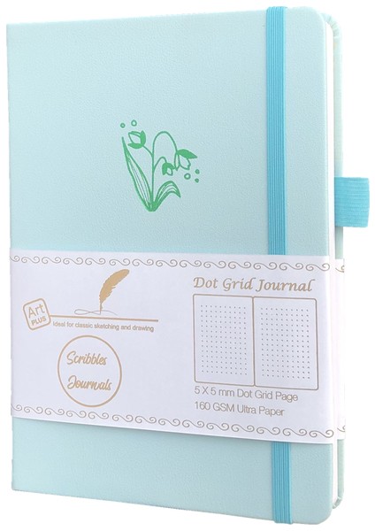 Mavi Nokta Izgaralı Sayfalar Buke Noktalı Günlük Nokta Izgaralı Defter Sketcbook - Pu Deri, 160GSM Kalın Kağıt, Iç Cep, Elastik Kapatma, Kalemlik (Yurt Dışından)
