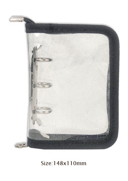 Siyah Kapak Sharkbang Mini 3 Halka Bağlayıcı Süt 3 Delik Fermuar Kapak Gevşek Yaprak Günlük Defter Trf Cep Not Defteri Okul Kırtasiye (Yurt Dışından)