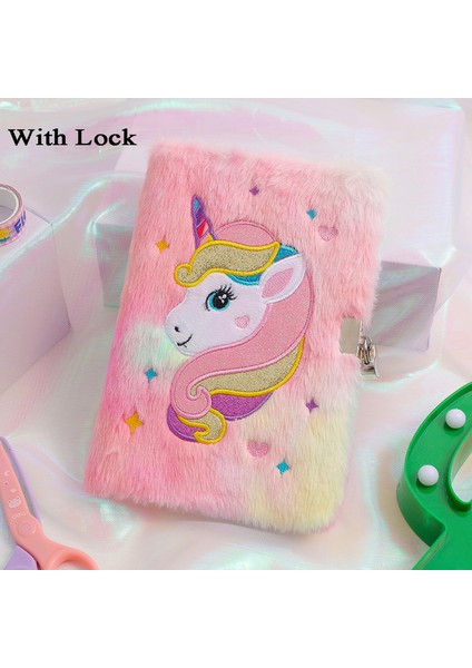Gül Kırmızı A5 Peluş Dizüstü Kilitli Sevimli Köpek Dergisi A5 Günlüğü Unicorn Planlayıcısı Organizatör Kawaii Okula Dönüş Not Defteri Kore Eskiz Defteri (Yurt Dışından)