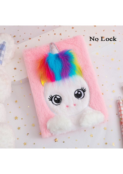Pembe A5 Peluş Dizüstü Kilitli Sevimli Köpek Dergisi A5 Günlüğü Unicorn Planlayıcısı Organizatör Kawaii Okula Dönüş Not Defteri Kore Eskiz Defteri (Yurt Dışından)
