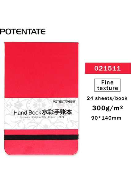 RED-300G-24-90-140 Potentate 300GSM 24 Sayfa Suluboya El Hesap Kitabı/ped/kağıt Eskiz Defteri Sulu Boya El Kitabı Sanat Çizim Kitabı/kağıt (Yurt Dışından)