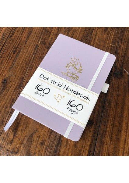 Açık Mor A5 Boyutu Güzel Tavşan ve Ay Yıldız A5 Pu Deri Ciltli Noktalı Defter Krem Kalın Kağıt Mor Kapaklar (Yurt Dışından)
