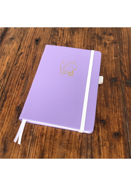 Açık Mor A5 Boyutu Güzel Tavşan ve Ay Yıldız A5 Pu Deri Ciltli Noktalı Defter Krem Kalın Kağıt Mor Kapaklar (Yurt Dışından)
