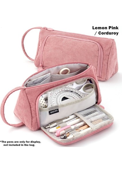 Pembe Kadife Angoo [saf] Renkli Kalem Kutusu, Çok Yuvalı Kalem Çantası, Kırtasiye Kozmetik Seyahat Cüzdanı Için Büyük Depolama Kılıfı Organizatör A6443 (Yurt Dışından)