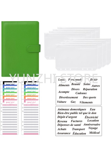 Yeşil A6 Fransız A6 Bütçe Planlayıcısı Yeni Ebru Macaron Renk Pu Deri Bütçe Bağlayıcı Okul Günlük Defter Para Tasarrufu A6 Bağlayıcı (Yurt Dışından)