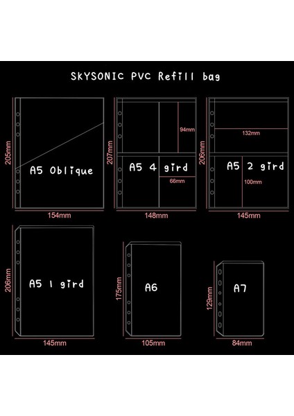 10 Adet Paketi A5 1 Kuşak Skysonıc 10 Adet/takım A5 A6 A7 Pvc Kollu Bağlayıcı Kartpostallar Çanta Eğik Bilet Çantası 3/5 Inç Albüm Dolum Cep Organizatör Toplamak (Yurt Dışından)
