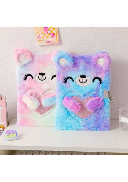 14.5X11 Cm-A Karikatür Ayı Kilitli Peluş Dizüstü Kravat Boyalı Çok Renkli A5 Günlüğü Kitap Kızlar El Hesabı Kitap Hediye Kırtasiye Okul Malzemeleri (Yurt Dışından) fırsatları