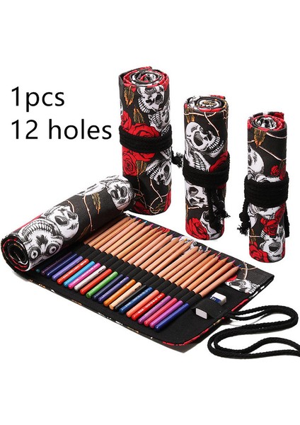 12 Delik 12/24/36/48/72 Delik Kalem Çantası Renkli Kumaş Kalem Kutusu Roll-Up Kalem Çantaları Boya Fırçaları Kırtasiye Depolama Okul Malzemeleri (Yurt Dışından)