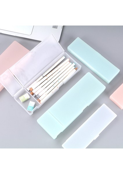 Pink-16.8cm Kalem Kutuları Okul Ofis Basit Mat Şeffaf Plastik Kutu Buzlu Pembe Yeşil Beyaz Kalemler Depolama Kırtasiye Malzemeleri 2022 (Yurt Dışından) modelleri
