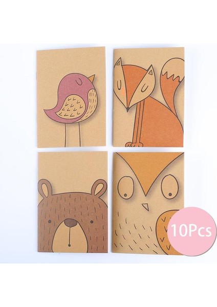 Hayvanlar 10 Adet/paket Vintage Kraft Kağıt Defter A7 Boş Kaktüs Baykuş Mini Sevimli Planlayıcısı Ofis Aksesuarı Günlüğü Not Defteri Dergisi Kırtasiye (Yurt Dışından)