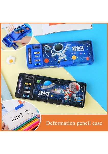 Normal Kalem Kutusu Astronot Kalem Kutusu Deformasyon Kalem Kutusu Trousse Kalemlik Çift Taraflı Kalem Kutusu Estuche Escolar Kawaii Kırtasiye Kalem Kutusu (Yurt Dışından)