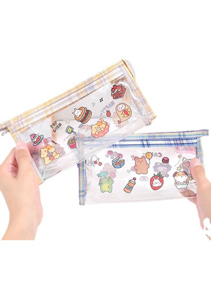 Kawaii Kalem Kutuları Kafes Şeffaf Büyük Kılıf Kılıflı Çanta Estojo Escolar Kawaii Kalem Kutusu Sevimli Japon Kırtasiye Okul Malzemeleri (Yurt Dışından) fiyatları