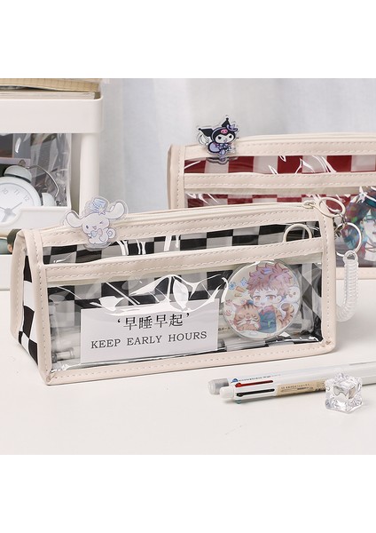 Taşınabilir Mavi Dama Tahtası Şeffaf Kalem Çantası Büyük Kapasiteli Kalem Kutusu Kawaii Okul Malzemeleri Öğrenciler Için Sevimli Kore Kırtasiye (Yurt Dışından) fiyatları