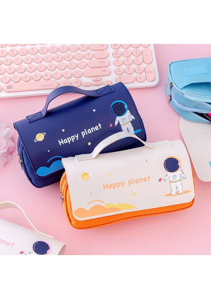 Stil 3 Çift Katmanlar Kalem Kutusu Kawaii Kırtasiye Kalem Kutusu Kalemlik Astronot Okul Malzemeleri Estuches Escolar Sevimli Kalem Kutusu (Yurt Dışından) fırsatları