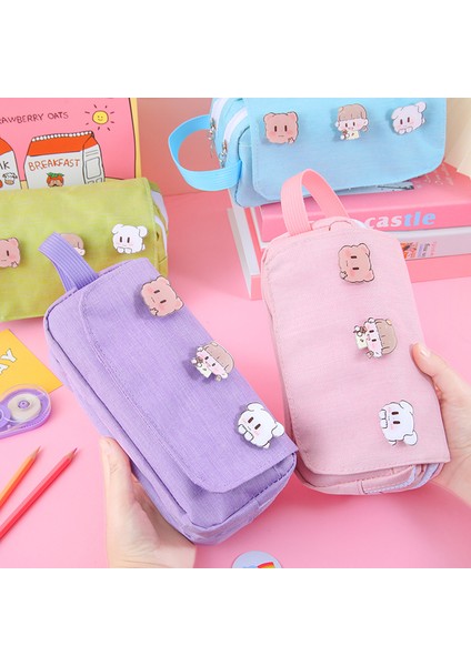 3 Rastgele Broş Büyük Kapasiteli Kalem Kutusu Kore Kırtasiye Kalem Kutusu Rastgele Broş Estuche Escolar Okul Malzemeleri Kızlar Için Kalem Kutuları (Yurt Dışından) fiyatları