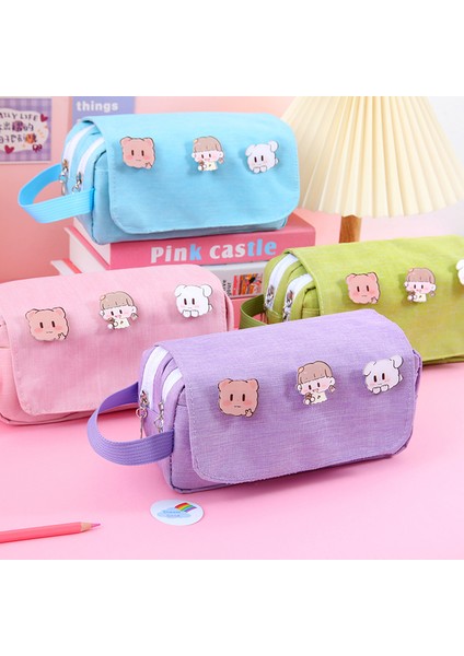 3 Rastgele Broş Büyük Kapasiteli Kalem Kutusu Kore Kırtasiye Kalem Kutusu Rastgele Broş Estuche Escolar Okul Malzemeleri Kızlar Için Kalem Kutuları (Yurt Dışından) modelleri