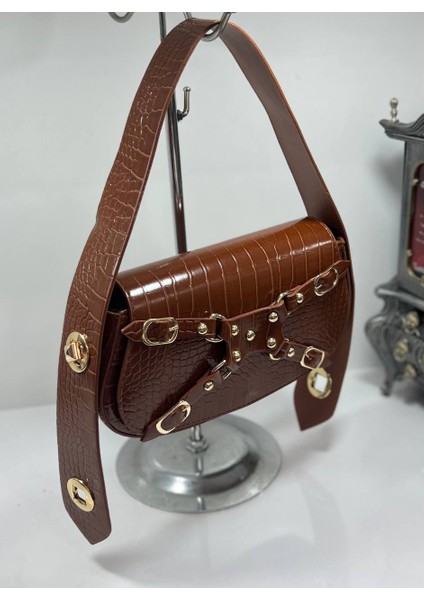 Kroko Manc Model Kadın Büyük El ve Omuz Çantası