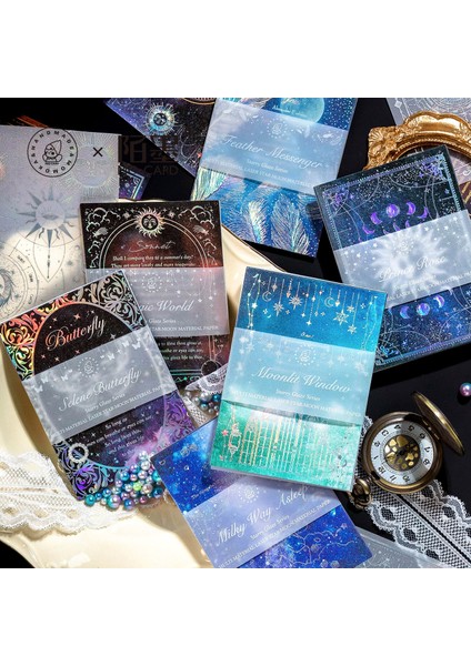 Stil 5 15 Adet Yıldızlı Sır Serisi Lazer Folyo Malzeme Kağıt Önemsiz Dergisi Planlayıcısı Scrapbooking Ay Kelebek Dekoratif Dıy Kraft El Işi Kağıdı (Yurt Dışından) fiyatları