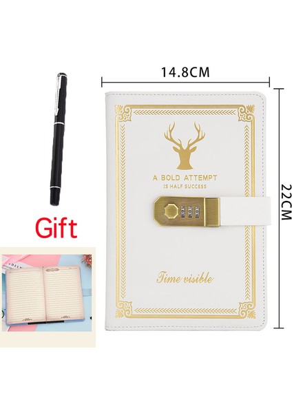 Beyaz A5 360 Sayfa Spiral Defter Kilitli Günlüğü Not Defteri Vintage Korsan Çapalar Pu Not Defteri A5 Kırtasiye Hediye Gezgin Kalemle 2022 (Yurt Dışından)