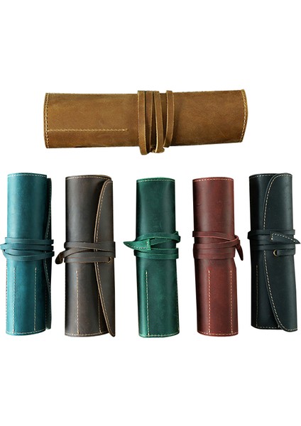 Kahverengi 100% Hakiki Deri Rulo Kalem Çanta Organizatör Sarma Çanta Vintage Retro Yaratıcı Kırtasiye Ürün Ofis Okul Malzemeleri Hediye Yeni (Yurt Dışından) fiyatları