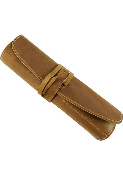 Kahverengi 100% Hakiki Deri Rulo Kalem Çanta Organizatör Sarma Çanta Vintage Retro Yaratıcı Kırtasiye Ürün Ofis Okul Malzemeleri Hediye Yeni (Yurt Dışından) fırsatları