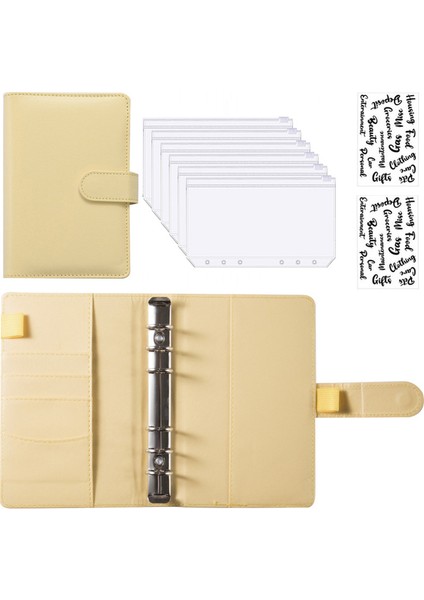 Altın ve Etiket A6 Pu Deri Defter Bütçe Bağlayıcı 6 Fermuar Kese Sayfaları Doldurulabilir 6 Halka Gevşek Yaprak Kişisel Planlayıcı Bağlayıcı Çıkartmalar (Yurt Dışından)