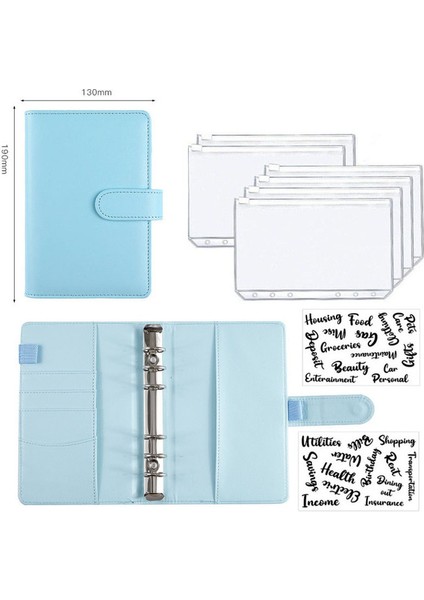 Mavi ve Etiket A6 2023 Pu Bütçe Bağlayıcı Planlayıcısı Etiket Cepler Macaron Nakit Zarflar Sistem Seti Para Için Dizüstü Bilgisayar Bütçe Tasarruf Fatura Organizatör (Yurt Dışından)