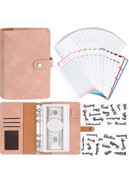 Pu Siyah A6 A6 Planlayıcı Organizatör 6 Telli Pu Deri Defter Bağlayıcı Bütçe Kapağı 6 Bağlayıcı Cepler ve 12 Adet Gider Bütçesi Sayfaları (Yurt Dışından)