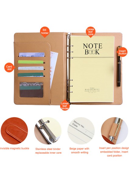 Şarap Kırmızı A5 Halka Bağlayıcı Dergisi Doldurulabilir Planlayıcısı Suni Deri Defter Kart Cebi ile Retro Kabuk Tasarımı Dokunmak Rahat (Yurt Dışından) modelleri
