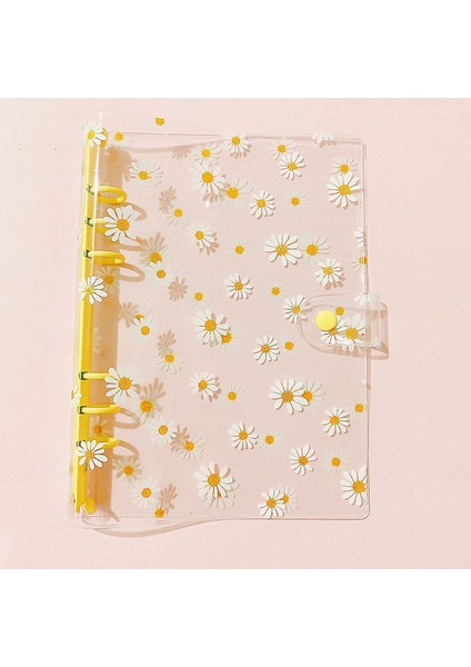 Sarı Papatya A6 A6 Küçük Papatya Dizüstü Şeffaf 6 Halka Bağlayıcı Dosya Klasörü Gevşek Yaprak Halka Bağlayıcı Kawaii Okul Ofis Malzemeleri (Yurt Dışından)