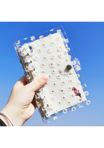 Sarı Papatya A6 A6 Küçük Papatya Dizüstü Şeffaf 6 Halka Bağlayıcı Dosya Klasörü Gevşek Yaprak Halka Bağlayıcı Kawaii Okul Ofis Malzemeleri (Yurt Dışından) indirimleri