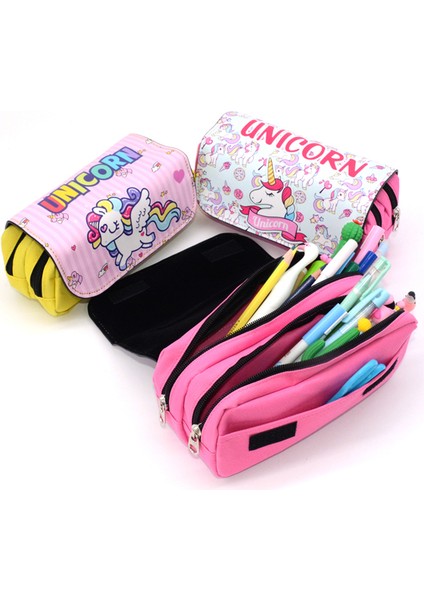 Stil 4 Unicorn Kalem Kutusu Kawaii Okul Kalem Kutusu Büyük Kapasiteli Kalem Kutusu Trousse Scolaire Kırtasiye Çift Fermuarlı Sevimli Kalem Çantaları (Yurt Dışından) fiyatları