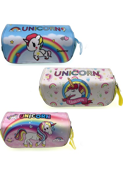 Stil 4 Unicorn Kalem Kutusu Kawaii Okul Kalem Kutusu Büyük Kapasiteli Kalem Kutusu Trousse Scolaire Kırtasiye Çift Fermuarlı Sevimli Kalem Çantaları (Yurt Dışından) modelleri