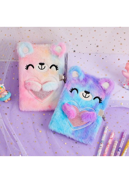 14.5X11 Cm-C Karikatür Ayı Kilitli Peluş Dizüstü Kravat Boyalı Çok Renkli A5 Günlüğü Kitap Kızlar El Hesabı Kitap Hediye Kırtasiye Okul Malzemeleri (Yurt Dışından) fiyatları