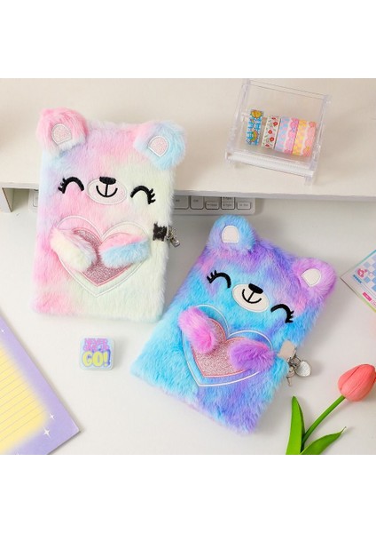 14.5X11 Cm-C Karikatür Ayı Kilitli Peluş Dizüstü Kravat Boyalı Çok Renkli A5 Günlüğü Kitap Kızlar El Hesabı Kitap Hediye Kırtasiye Okul Malzemeleri (Yurt Dışından) modelleri