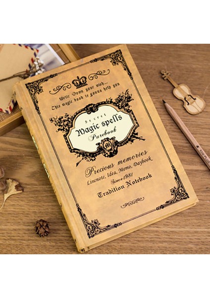 A A5 Sert Kapak Retro Süper Kalın A5 Günlüğü Avrupa Tarzı Dizüstü Öğrenci Kırtasiye Ofis Dizüstü Eskiz Defteri (Yurt Dışından)