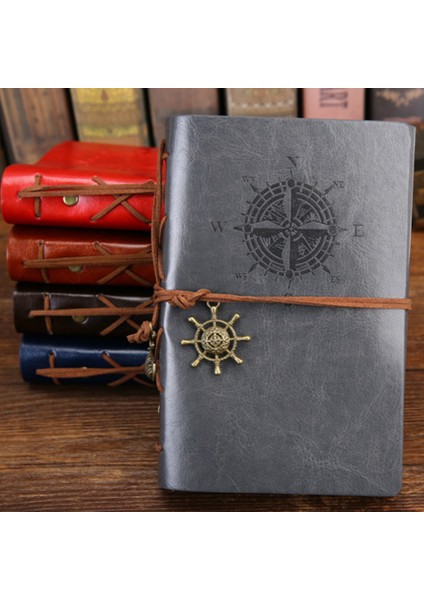 Gri Büyük 165X235MM Retro Vintage Deri Kapak Defter Boş Günlüğü Korsan Tasarım Kağıt Not Defteri Değiştirilebilir Gezgin Not Defteri Kırtasiye Tedarik (Yurt Dışından)