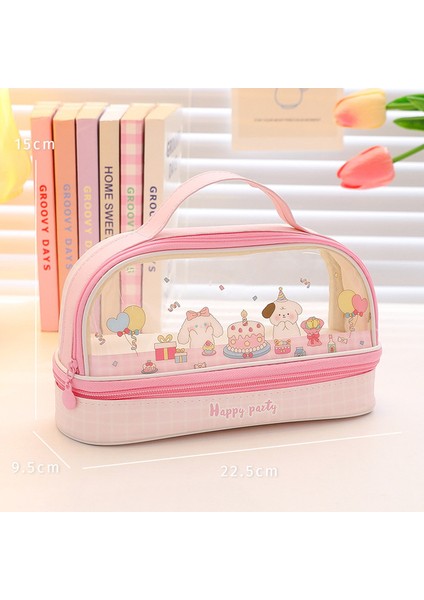 Type3-Pembe Kek Köpek Şeffaf Kalem Kutusu Karikatür Büyük Kapasiteli Su Geçirmez Kawaii Kalem Çantası Kızlar Için Sevimli Kutu Okul Malzemeleri Kırtasiye Hediye (Yurt Dışından)