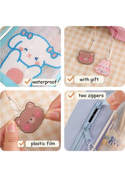 Type3-Pembe Kek Köpek Şeffaf Kalem Kutusu Karikatür Büyük Kapasiteli Su Geçirmez Kawaii Kalem Çantası Kızlar Için Sevimli Kutu Okul Malzemeleri Kırtasiye Hediye (Yurt Dışından) indirimleri