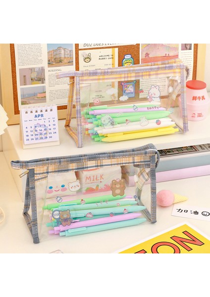 B Şeffaf Kalem Kutusu Kızlar Için Kırtasiye Kalem Çantası Estuche Makyaj Piornik Büyük Trousse Scolaire Okul Kalem Kutuları (Yurt Dışından) modelleri
