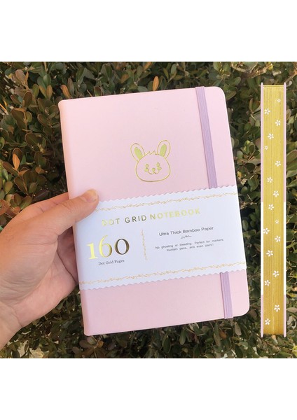Pink-1 160GSM Bambu Kağıt Koala Aqua Mavi Pu Deri Kapak Mermi Noktalı Defter A5 Ciltli Dergi 160GSM Bambu Kağıt Altın Kenarları (Yurt Dışından)