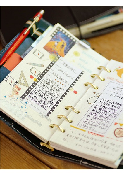 A6 Set 5 In 1 Vintage Orman Günlük Defter Gevşek Yaprak Deri Kapak A5/a6 Tn Bağlayıcı Defter Bütçe Kitap Gündem Planlayıcısı Sevimli Organizatör (Yurt Dışından)