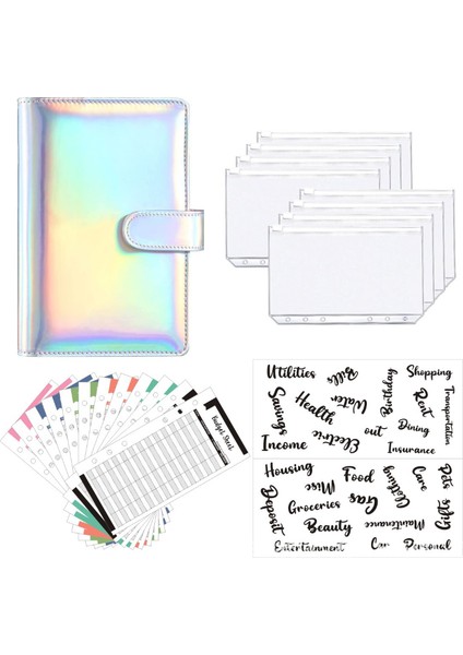 Stil 3 A6 Glitter Pu Deri Bağlayıcı Bütçe Zarf Planlayıcısı Organizatör Sistemi Temizle Fermuarlı Cepler Gider Bütçe Sayfaları (Yurt Dışından) fiyatları