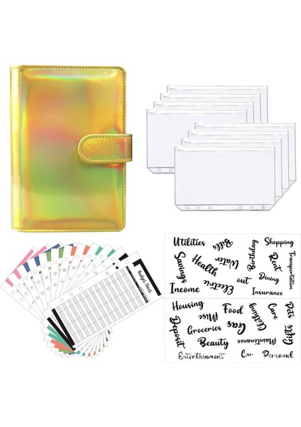 Stil 3 A6 Glitter Pu Deri Bağlayıcı Bütçe Zarf Planlayıcısı Organizatör Sistemi Temizle Fermuarlı Cepler Gider Bütçe Sayfaları (Yurt Dışından) fırsatları