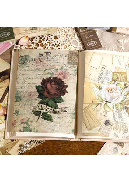 G Yoofun 40 Tekrarlanmayan Büyük Boy Vintage Malzeme Kağıt Çift Taraflı Malzeme Kitap Retro Scrapbooking Günlük Tutma Dekor Kırtasiye (Yurt Dışından)