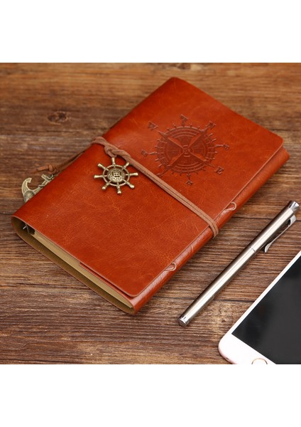 Gri Büyük 165X235MM Retro Vintage Deri Kapak Defter Boş Günlüğü Korsan Tasarım Kağıt Not Defteri Değiştirilebilir Gezgin Not Defteri Kırtasiye Tedarik (Yurt Dışından)