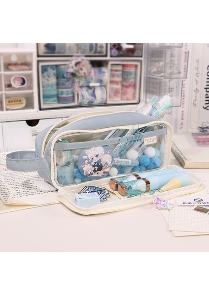 Krem Mor Kızlar Için Yaratıcı Kalem Kutusu Sevimli Kawaii Kalem Kutuları Depolama Çocuklar Kalem Çantası Büyük Büyük Kırtasiye Kutusu Okul Öğrencileri Malzemeleri (Yurt Dışından)