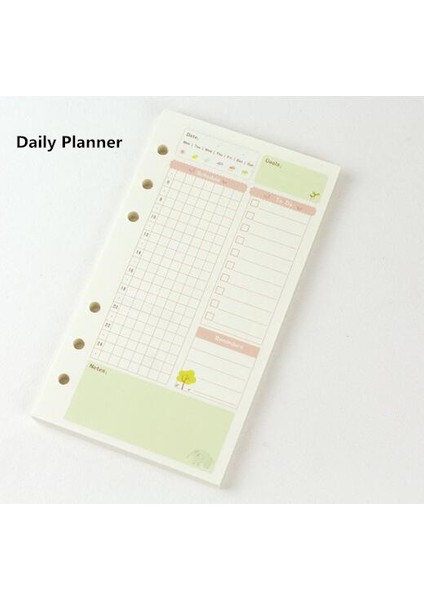 Günlük A5 A5 A6 Kawaii 45 Yaprak Gevşek Yaprak Defter Kağıdı Dolum Spiral Ciltleme Dizini Iç Sayfa Günlük Aylık Haftalık Gündem (Yurt Dışından)